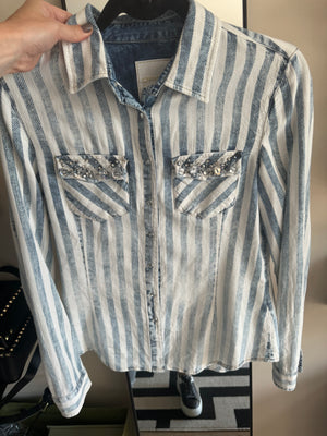 Dishe Jeans | Button up shirt with diamond detail