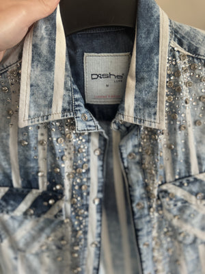 Dishe Jeans | Button up shirt with diamond detail