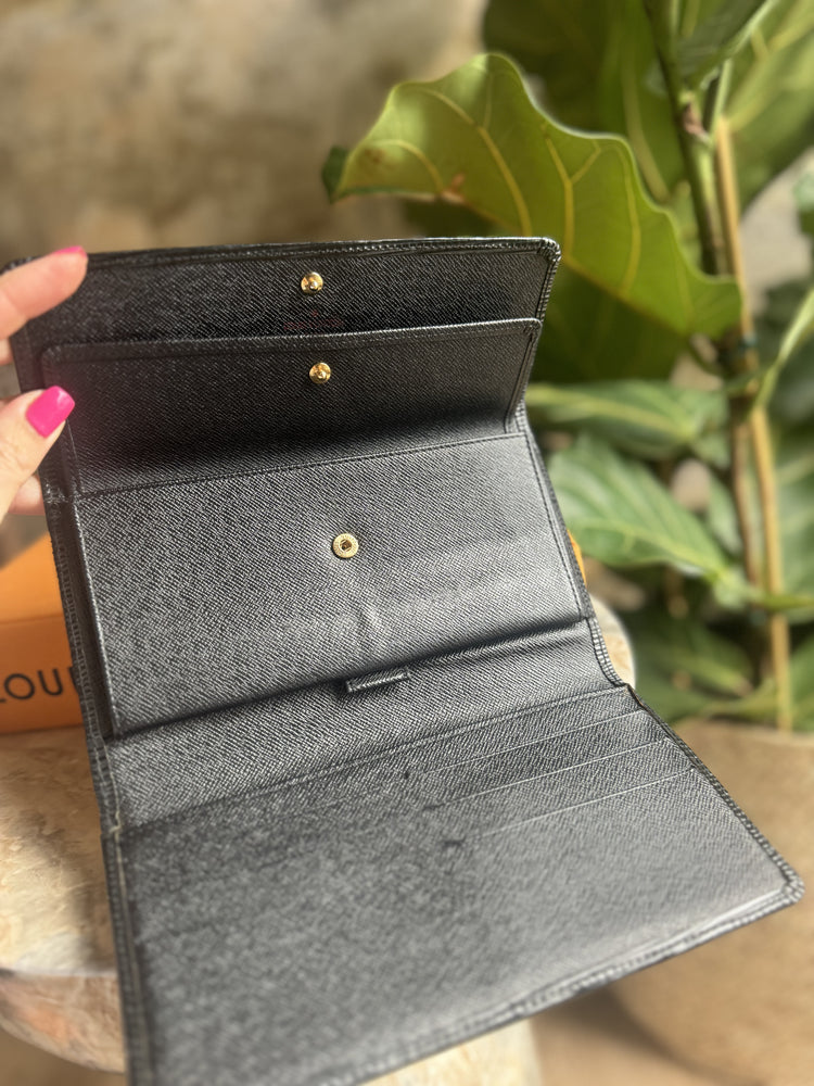 LOUIS VUITTON | Black Epi Leather Porte Tresor Trifold Wallet