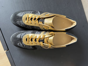 HOGAN| Bronze Leather Black Suede Lace Up Sneakers