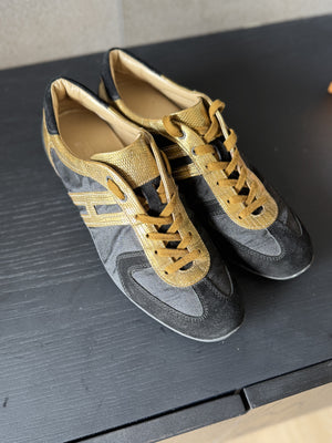 HOGAN| Bronze Leather Black Suede Lace Up Sneakers