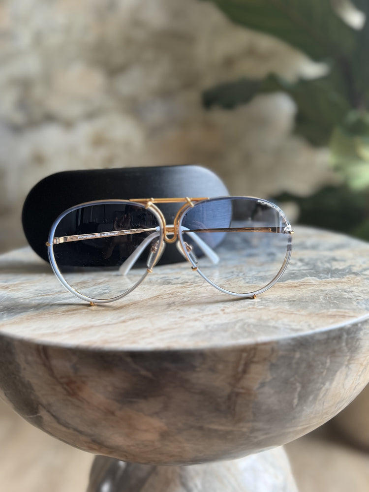 PORSCHE | Blue and Gold Aviators | Large