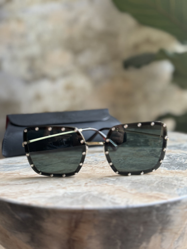 VALENTINO | Black with Gold Stud Detail Sunglasses